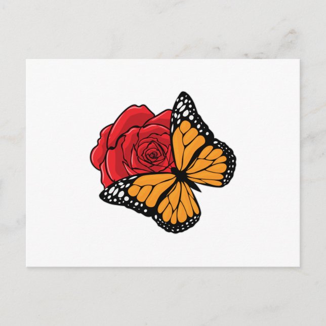 Butterfly with Rose Postcard (Front)