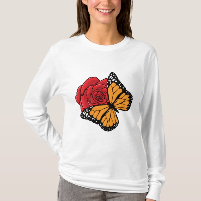 Butterfly with Rose T-Shirt (Front)