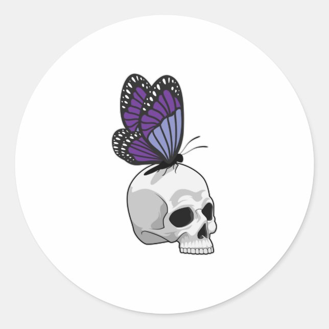 Butterfly with Skull Classic Round Sticker (Front)