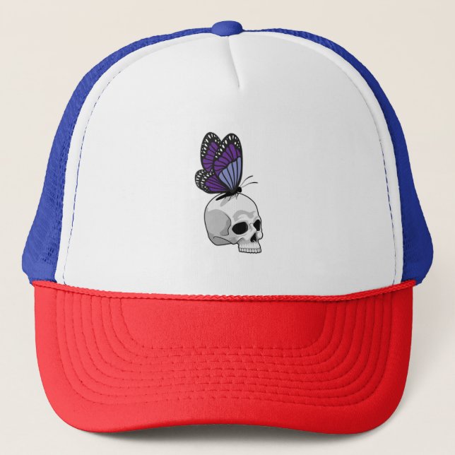 Butterfly with Skull Trucker Hat (Front)