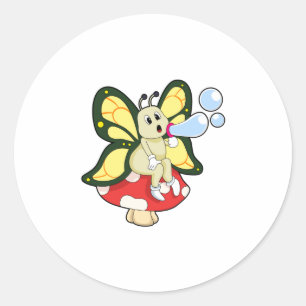 Butterfly with Soap bubbles Classic Round Sticker