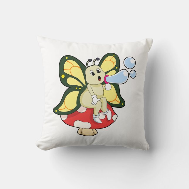 Butterfly with Soap bubbles Cushion (Front)