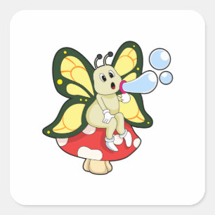 Butterfly with Soap bubbles Square Sticker