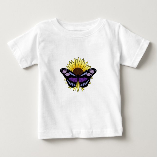 Butterfly with Sunflower Baby T-Shirt (Front)