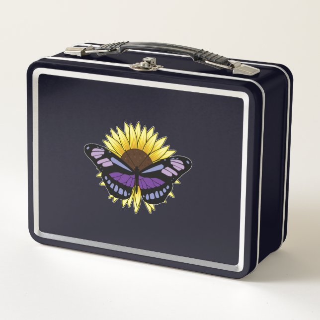 Butterfly with Sunflower Metal Lunch Box (Front)