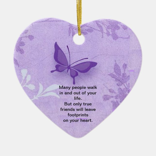 Butterfly with true friends saying ceramic tree decoration (Front)