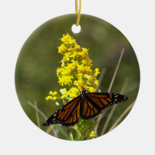 Butterfly with Yellow Wildflowers Ornament