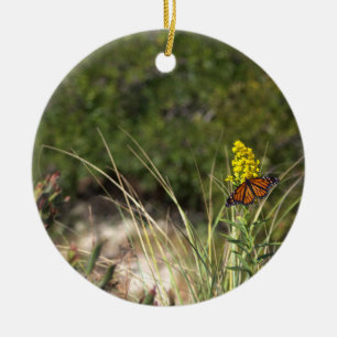 Butterfly with Yellow Wildflowers Ornament
