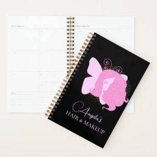 Butterfly Woman Makeup Salon Pink Black  Script    Planner