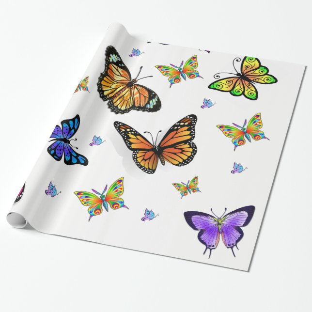 butterfly wrapping gift paper (Unrolled)