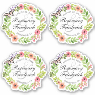 Butterfly Wreath Bride and Groom Contour Stickers