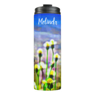 Butterfly Yellow Floral Blue Sky Watercolor Thermal Tumbler