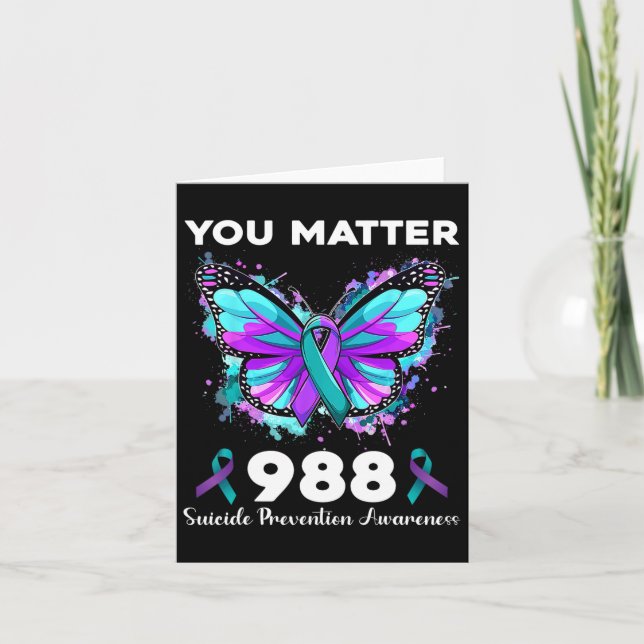Butterfly You Problem 988 Suicide Prevention Aware Card (Front)