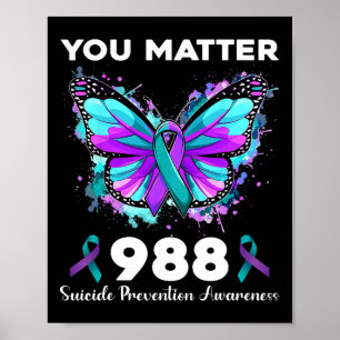 Butterfly You Problem 988 Suicide Prevention Aware Poster