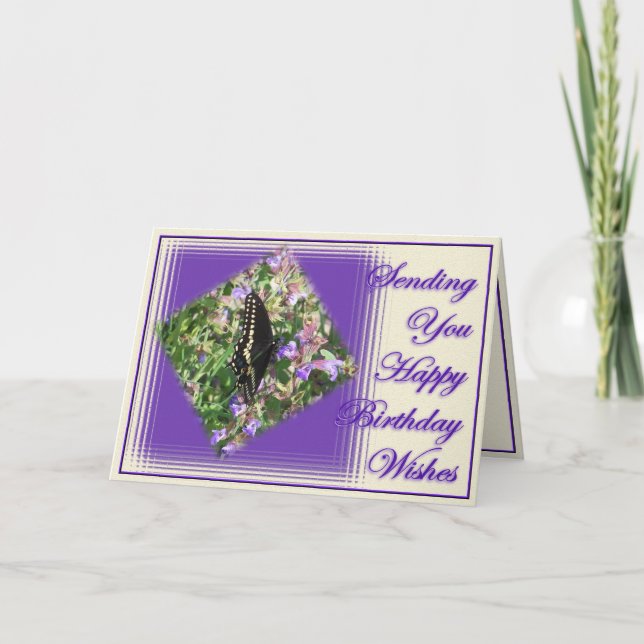 ButterflyBdayWishes-customise Card (Front)