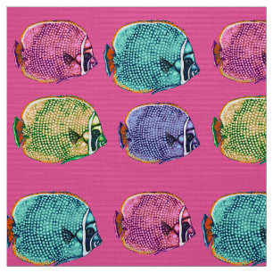 Butterflyfish, Coral Reef Fish Underwater Nautical Fabric