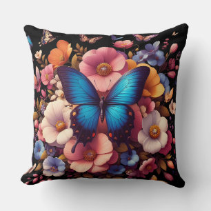 Butterflys and flowers pattern cushion