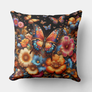 Butterflys and flowers pattern cushion
