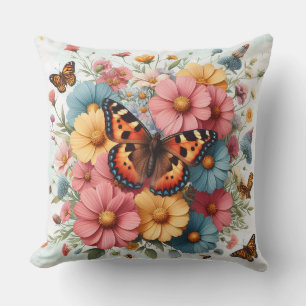 Butterflys and flowers pattern cushion