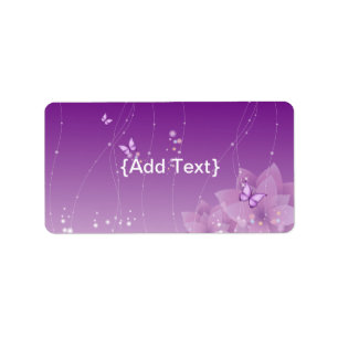 Butterfly's and Purple Flowers Label