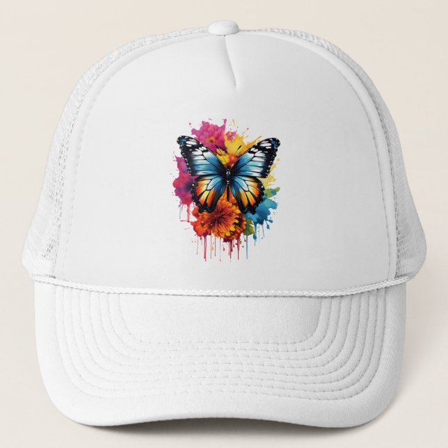 Butterfly's Colourful Splash Trucker Hat (Front)