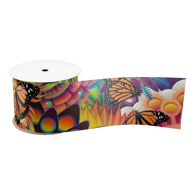 Butterflys Psychedelics Satin Ribbon (Spool)
