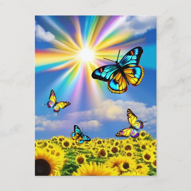 Butterfly's & Sunflowers  Postcard (Front)