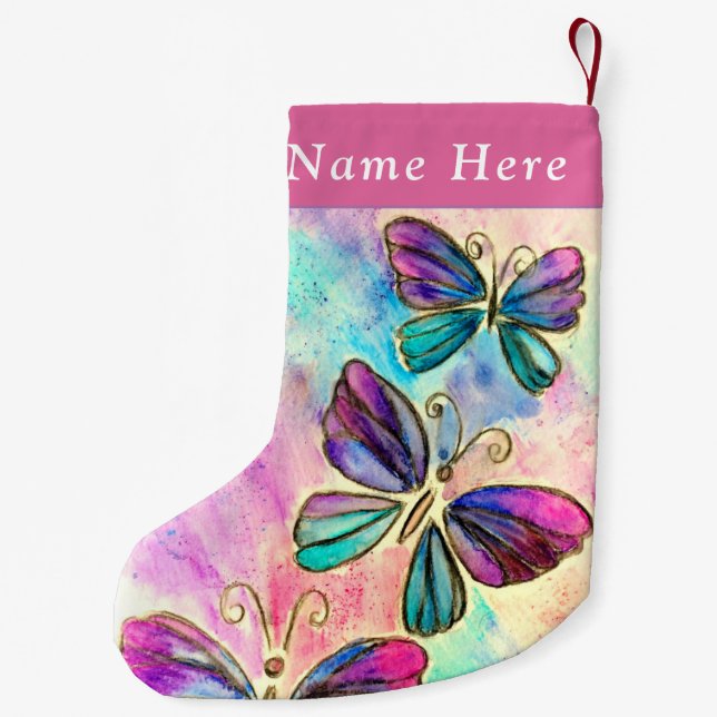 Butterfy Christmas Stocking with Custom Your Name (Back)