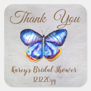 Butterly Rustic Bridal Shower Square Stickers