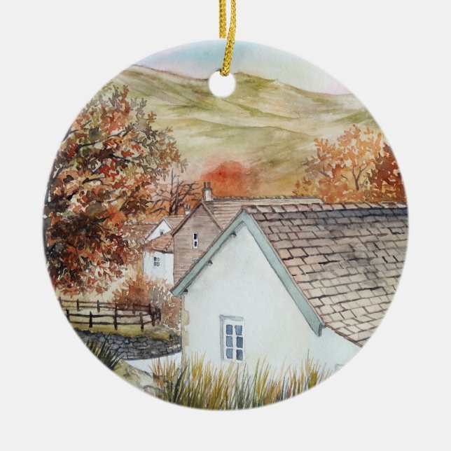 Buttermere Village, Lake District, England Ceramic Tree Decoration (Front)