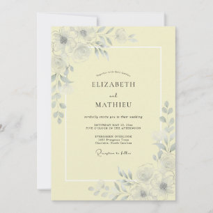 Buttermilk Airy Botanical Wedding Invitation