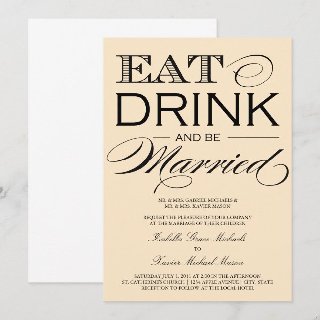 Buttermilk Eat, Drink | Wedding Invitation (Front/Back)