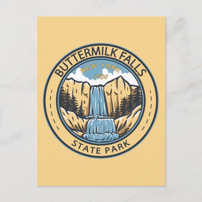 Buttermilk Falls State Park New York Badge Postcard (Front)