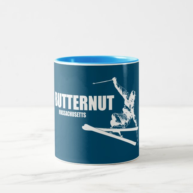 Butternut Ski Resort Skier Two-Tone Coffee Mug (Center)