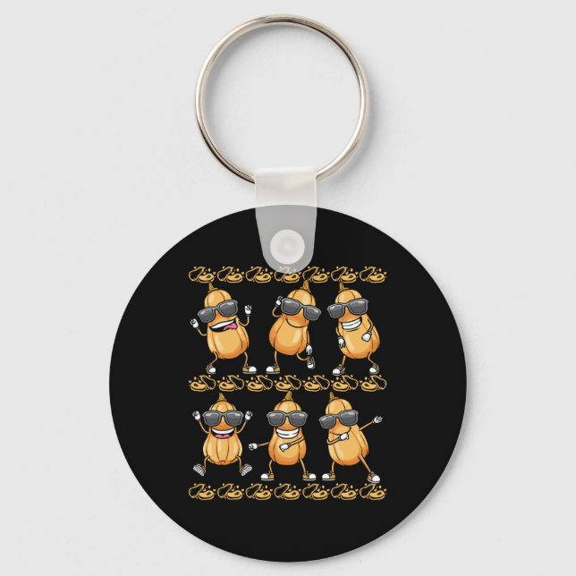 Butternut Squash Dancing Vegan Vegetable  Key Ring (Front)