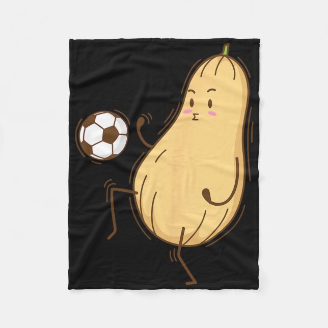 Butternut Squash Playing Soccer  Fleece Blanket (Front)