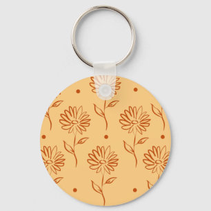 Butterscotch Colored Sunflower Pattern Key Ring