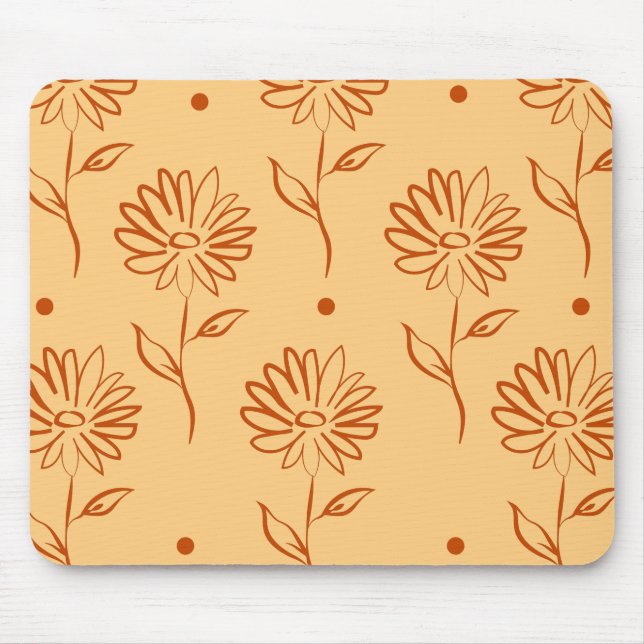 Butterscotch Colored Sunflower Pattern Mouse Pad (Front)