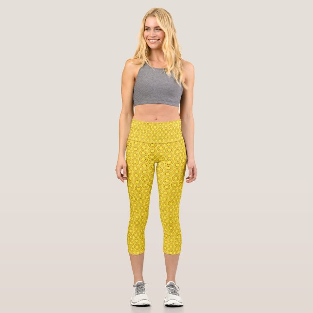 Butterscotch Retro Doughnuts Capri Leggings (Front)