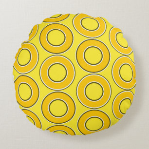 Butterscotch Retro Doughnuts Round Cushion