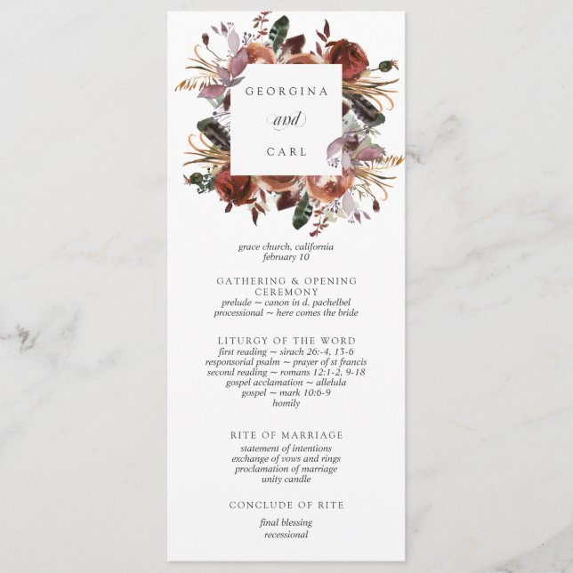 Butterum & Plum Wedding Ceremony Program Programme (Front)