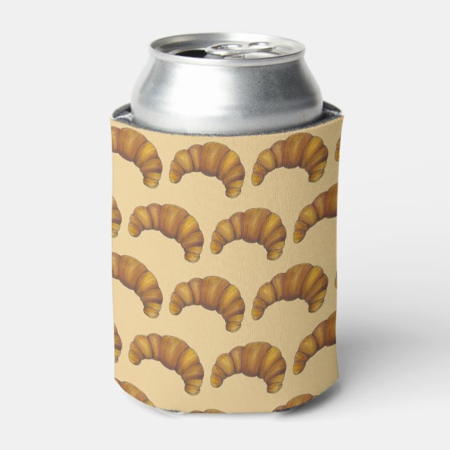 Buttery Flaky Croissant French Crescent Pastry Can Cooler (Can Front)