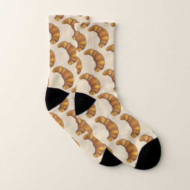 Buttery French Croissant Pastry Bakery Baked Goods Socks (Pair)