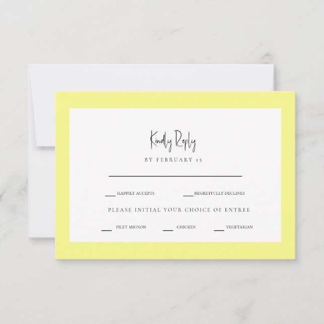 Buttery Yellow Dinner Options RSVP Card (Front)