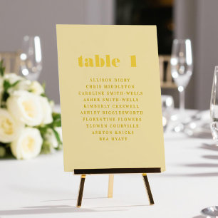 Buttery Yellow Table Number Seating Chart
