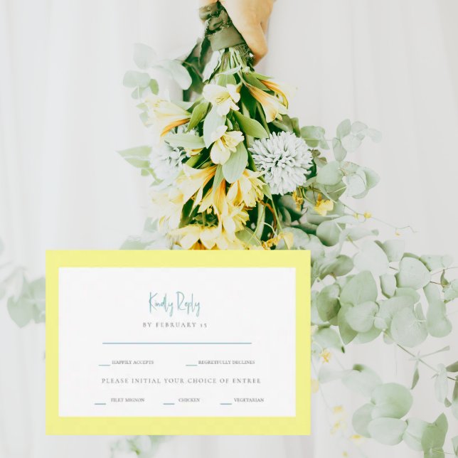 Buttery Yellow & Turquoise Dinner Options RSVP (Creator Uploaded)