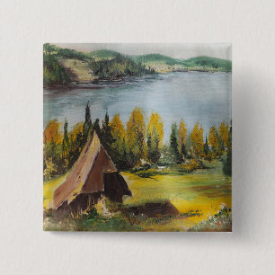 Button Ann Hayes Painting Chalet On The Lake