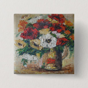 Button Ann Hayes Painting Flower Mix Delight