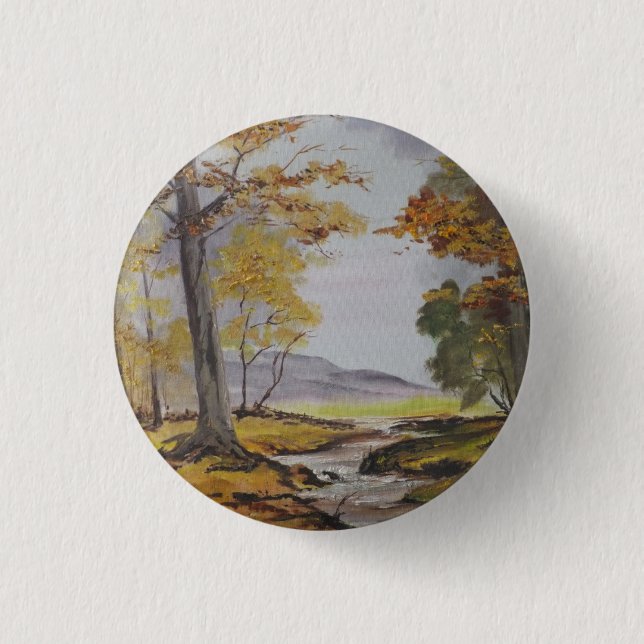 Button Ann Hayes Painting Forest Stream (Front)