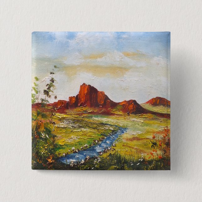 Button Ann Hayes Painting Red Rock Canyan (Front)